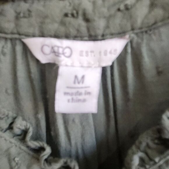 Semi-Sheer-Dotted Swiss Cottagcore Dress-Moss Grn-Tiered-Lace/Pin Tuck Details M - Picture 11 of 14